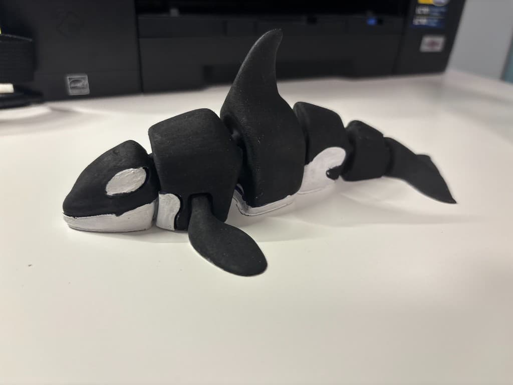 Finished hand-painted PLA orca sculpture