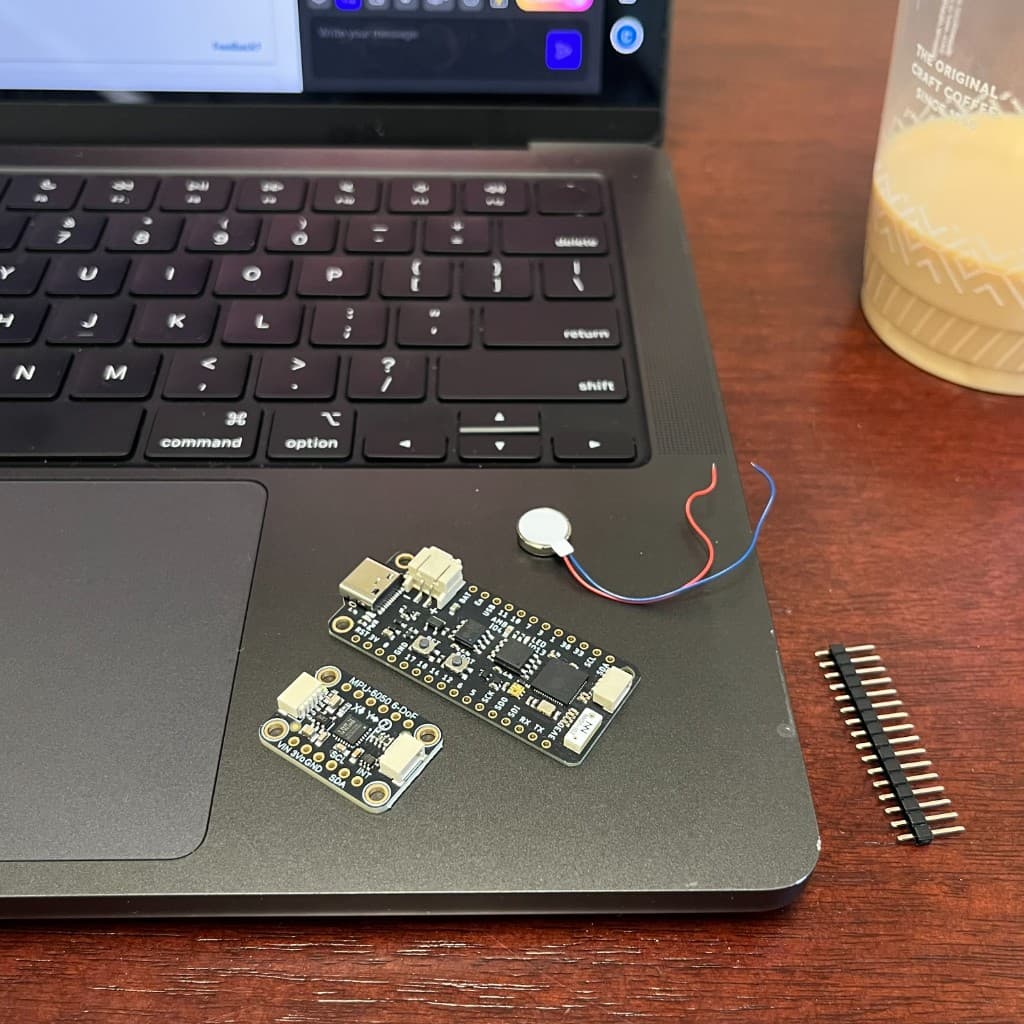 MPU6050, microcontroller, and vibration motor