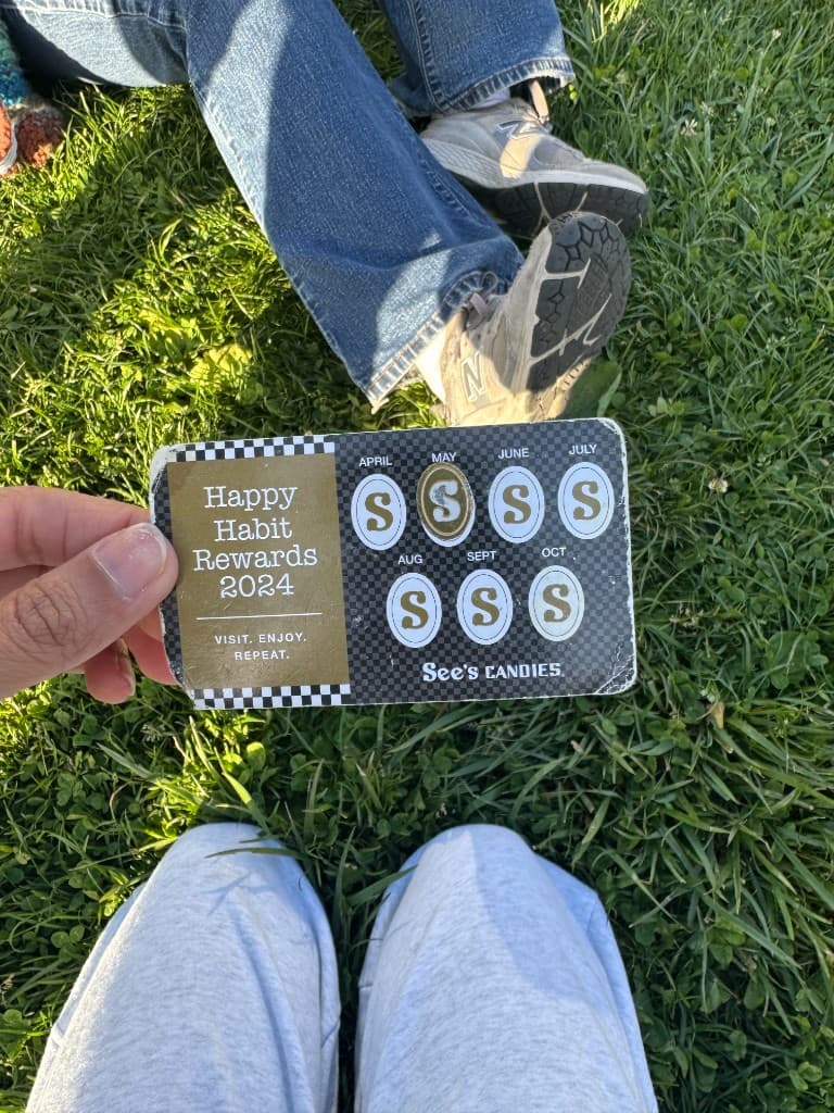 See's Candies Happy Habit Rewards 2024 paper loyalty card
