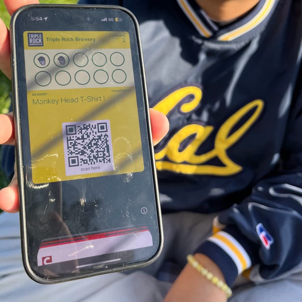 Triple Rock Brewery loyalty pass on iPhone with QR code